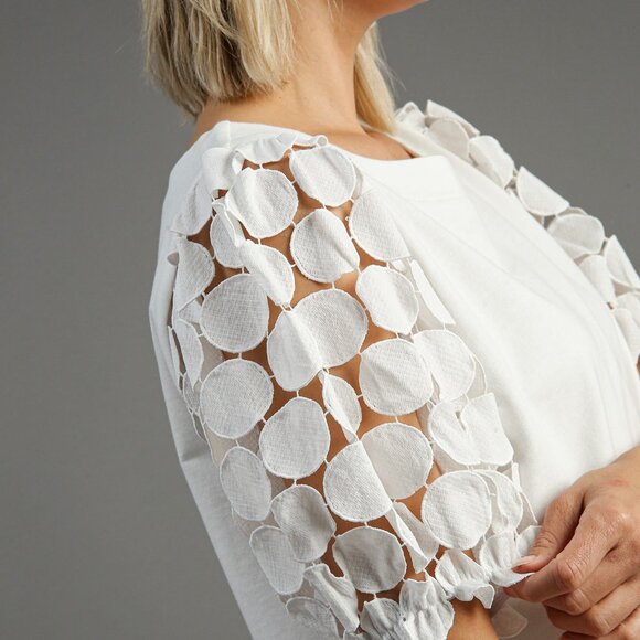 Umgee Puff Sleeve Eyelet Blouse - Picture 3 of 3